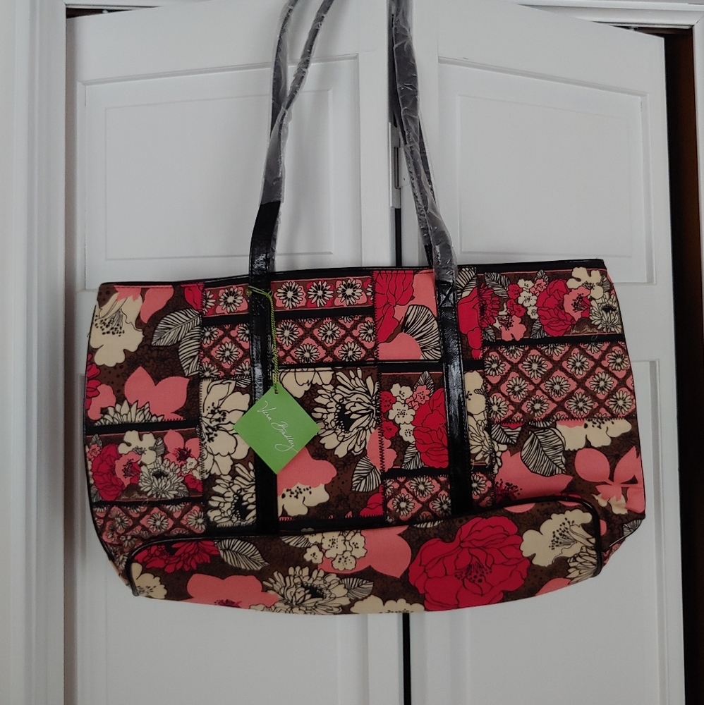 Vera Bradley Zip Top Tote Mocha Rouge NWOT